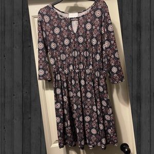 French Grey purple print dress with keyhole neck - super soft!